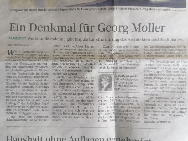 Darmstadt: Ein Denkmal für den Architekten und Stadtplaner Georg Moller